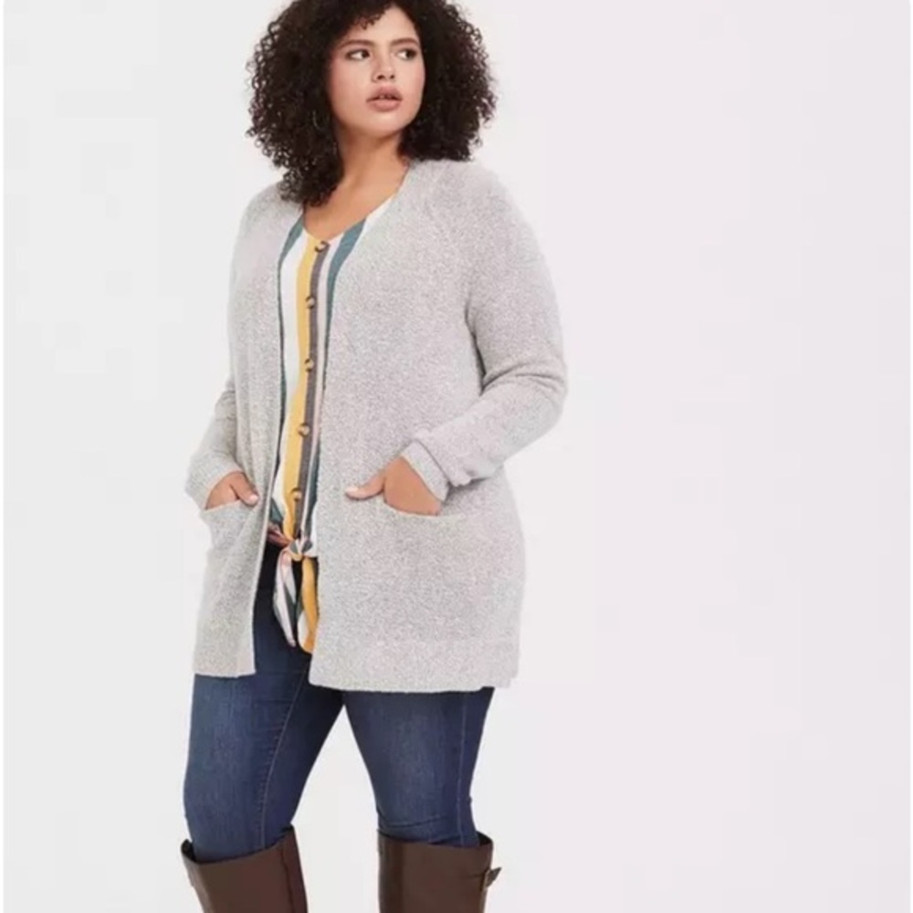 Torrid Cardigan Gray Open-Front Sweater